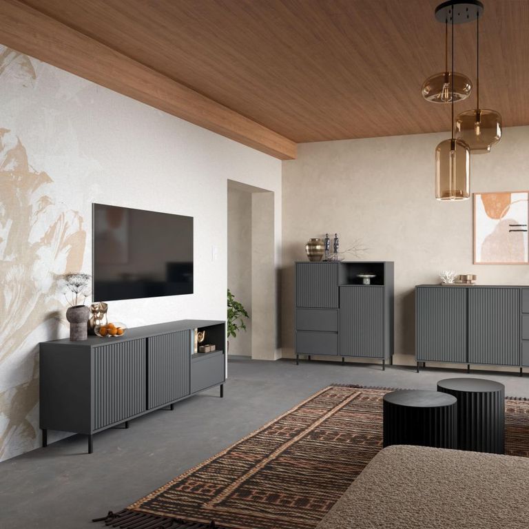 Avenale TV Cabinet - 2 Door - 1 Drawer - 157.8cm - Anthracite
