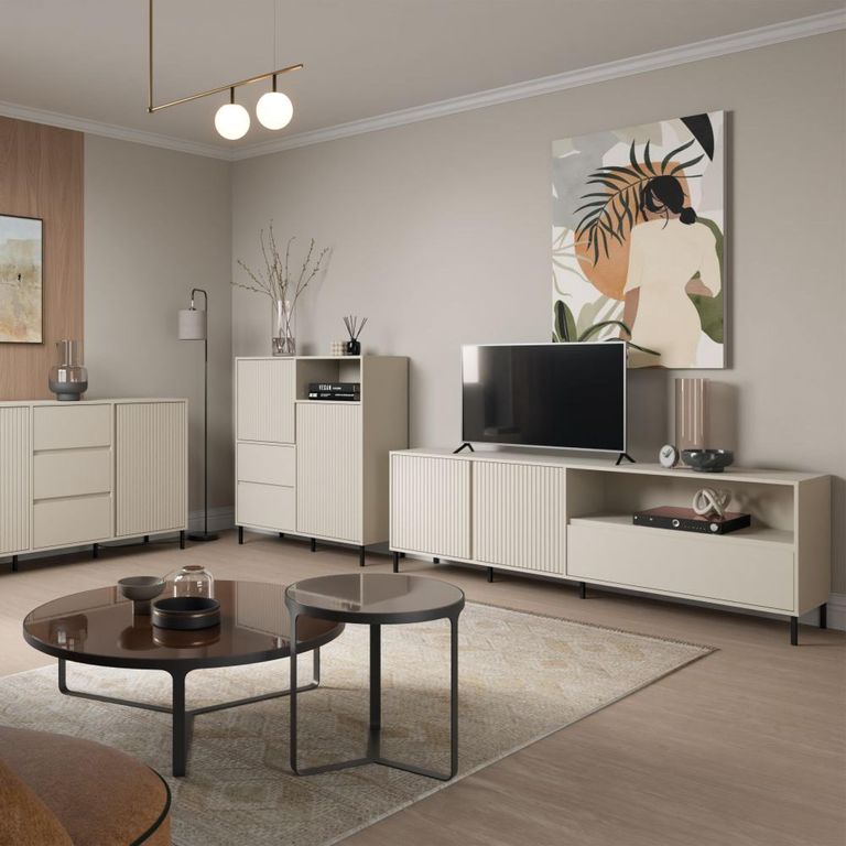 Avenale TV Cabinet - 2 Door - 1 Drawer - 207.8cm - Wide - Cashmere
