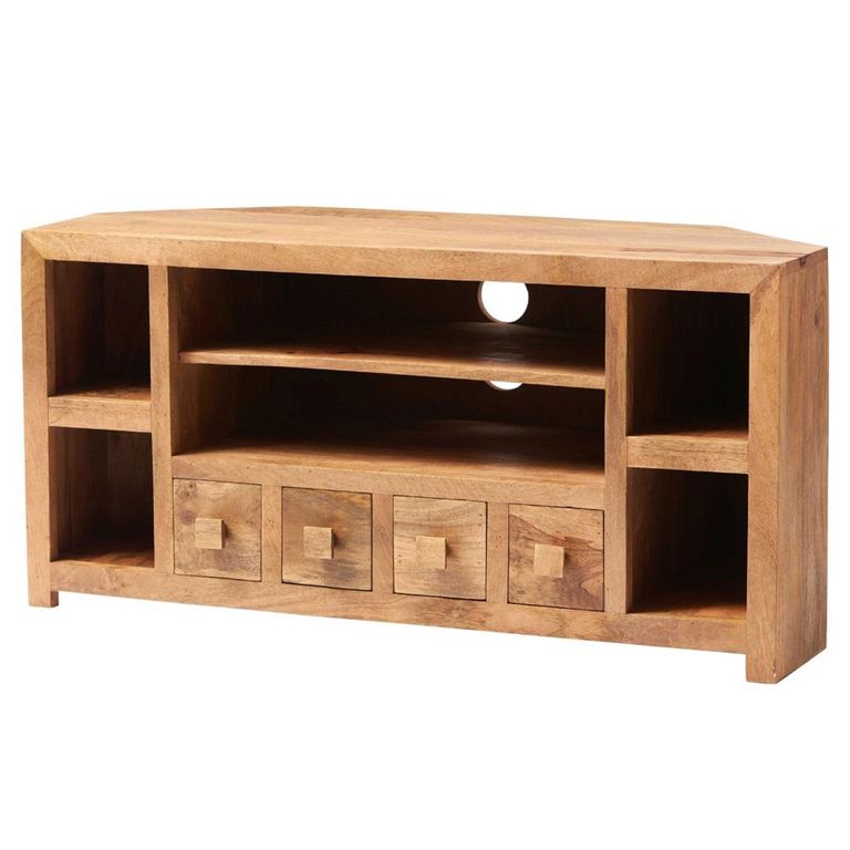 Dakota TV Unit - Corner - 110cm - Light Mango Wood