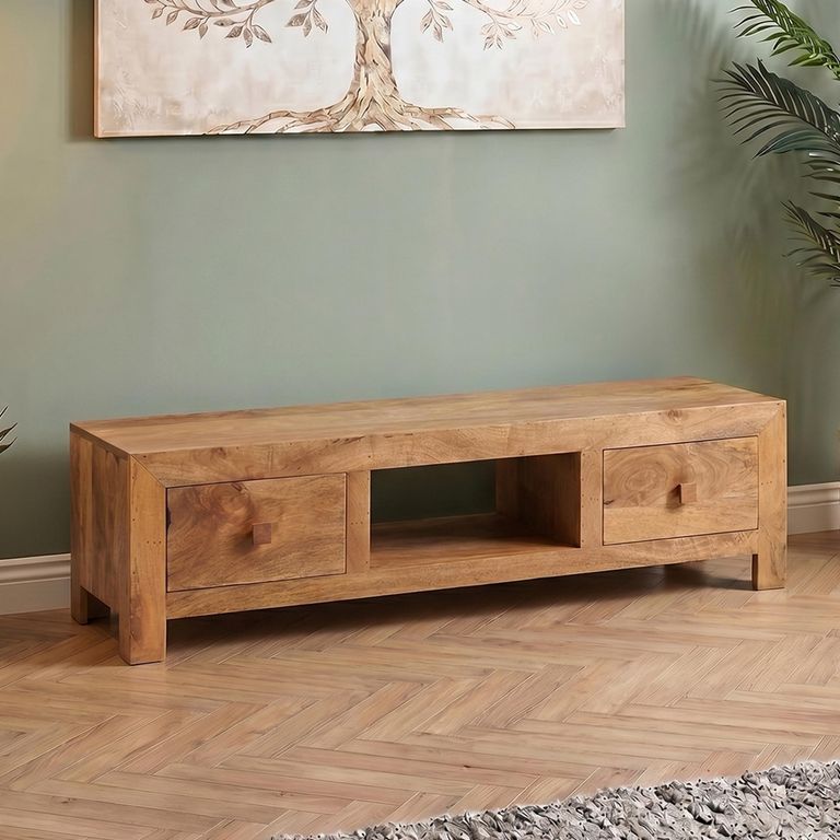 Dakota TV Unit - 145cm - Light Mango Wood
