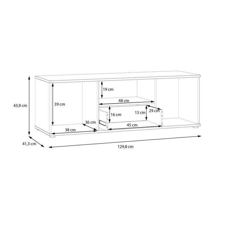 Ganymede TV Unit - 2 Door - 1 Drawer - 129.8cm - Light Grey