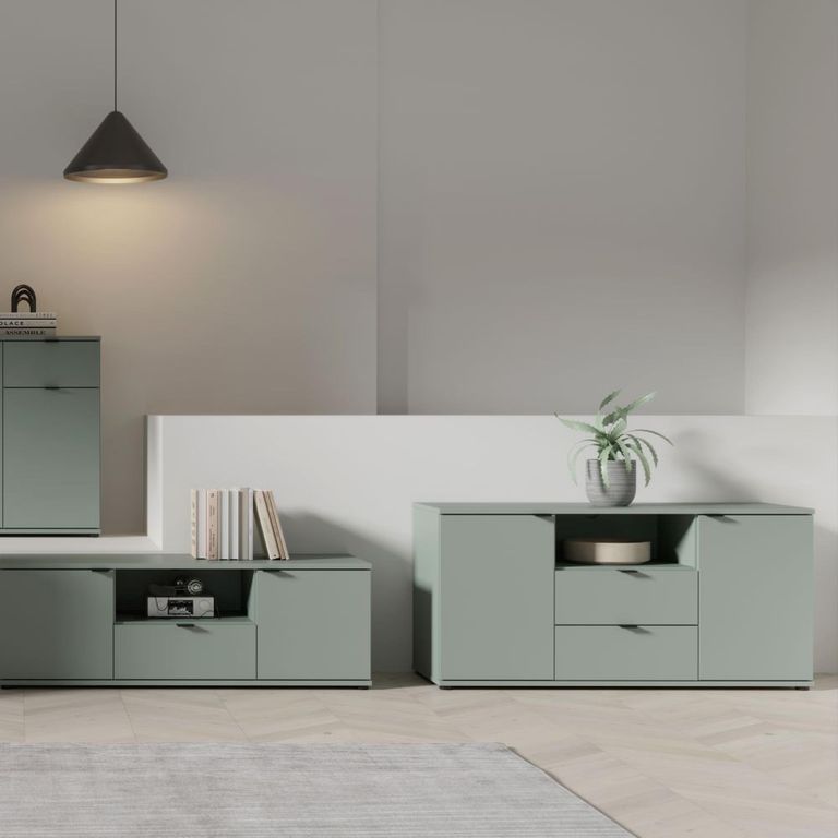 Ganymede TV Unit - 2 Door - 2 Drawer - 129.8cm - Sage Green
