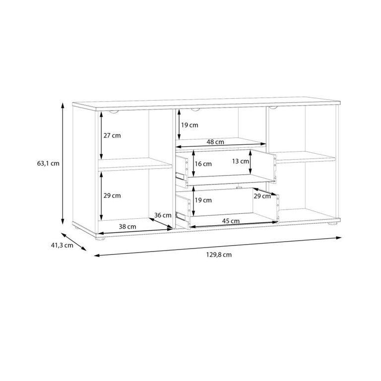 Ganymede TV Unit - 2 Door - 2 Drawer - 129.8cm - Sage Green