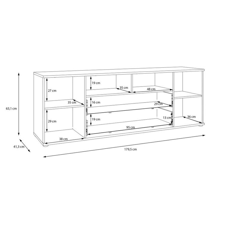 Ganymede TV Unit - 2 Door - 2 Drawer - Wide - 179.5cm - Sage Green