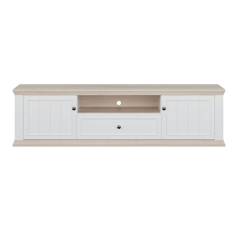 Pontypool TV Unit - 2 Door - 1 Drawer - 199.2cm - Wide - White and Riva Oak