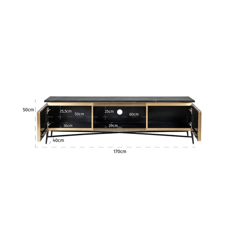 Ironville Brass Ribbed Large TV Unit
