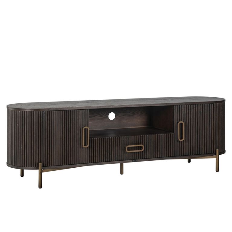 Luxor Brushed Brass Ribbed Extra Large Curved TV Unit