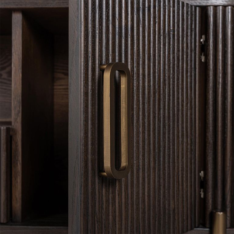 Luxor Brushed Brass Ribbed Extra Large Curved TV Unit