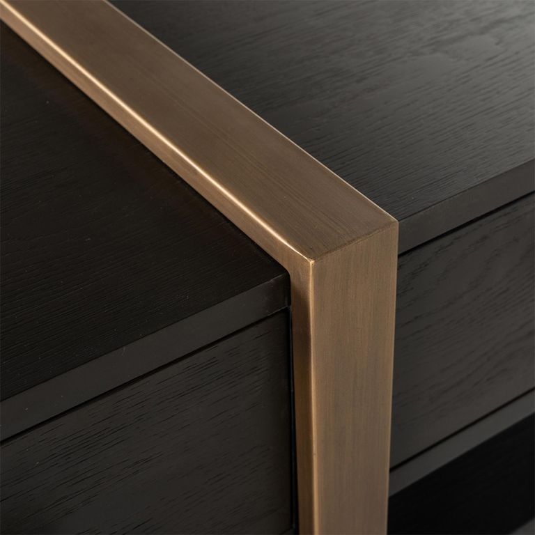 Cambon Dark Oak and Brass Extra Large TV Unit