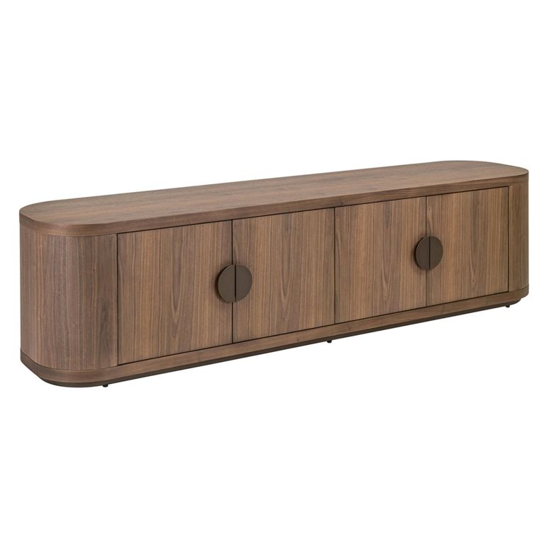 Windsor Curved TV Cabinet - 4 Door - 200cm - Large - Walnut - Wood