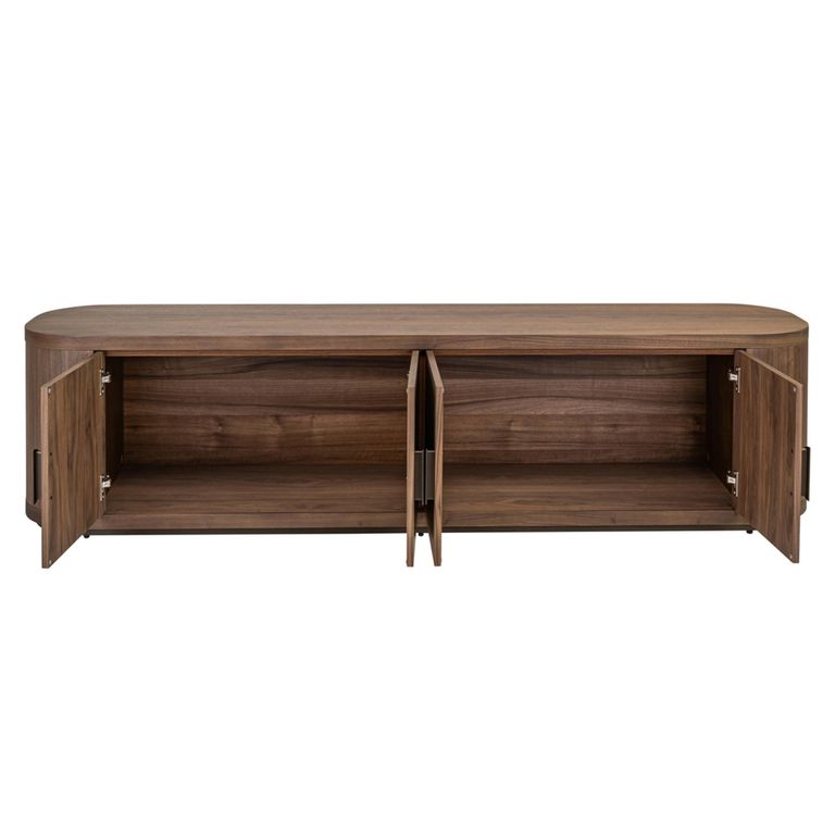 Windsor Curved TV Cabinet - 4 Door - 200cm - Large - Walnut - Wood