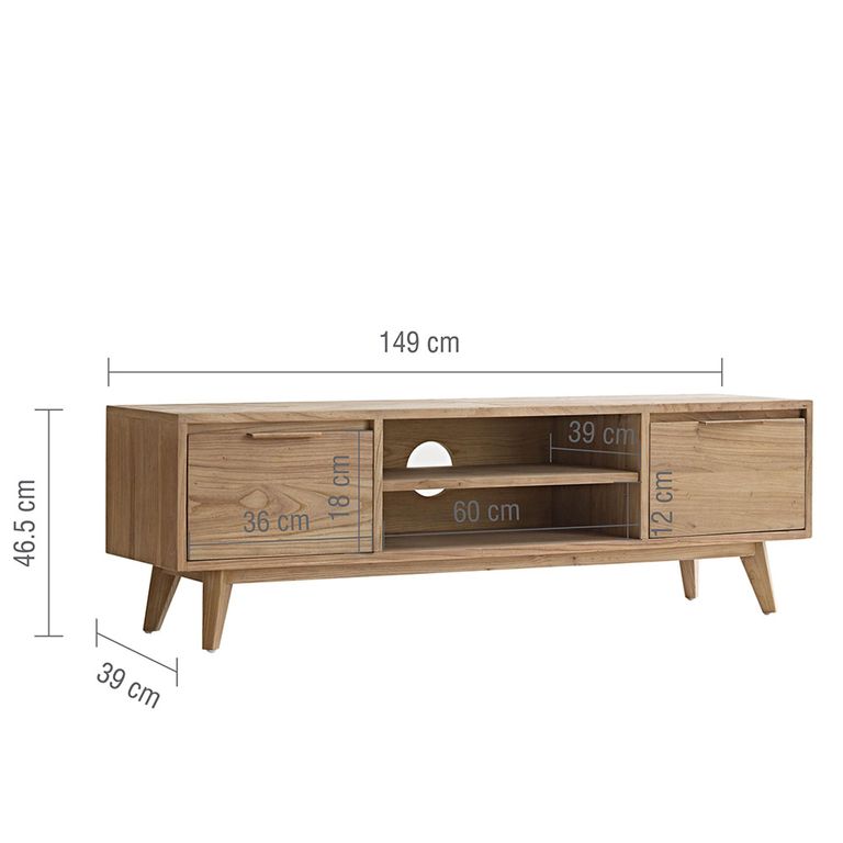 Sorrento TV Unit - 2 Door - 149cm - Medium - Chevron - Elm Wood