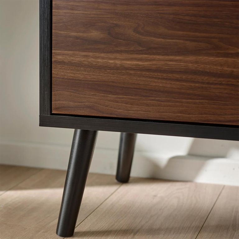 Trent TV Unit - 1 Door - 100cm - Compact - Walnut and Black - Oak Effect