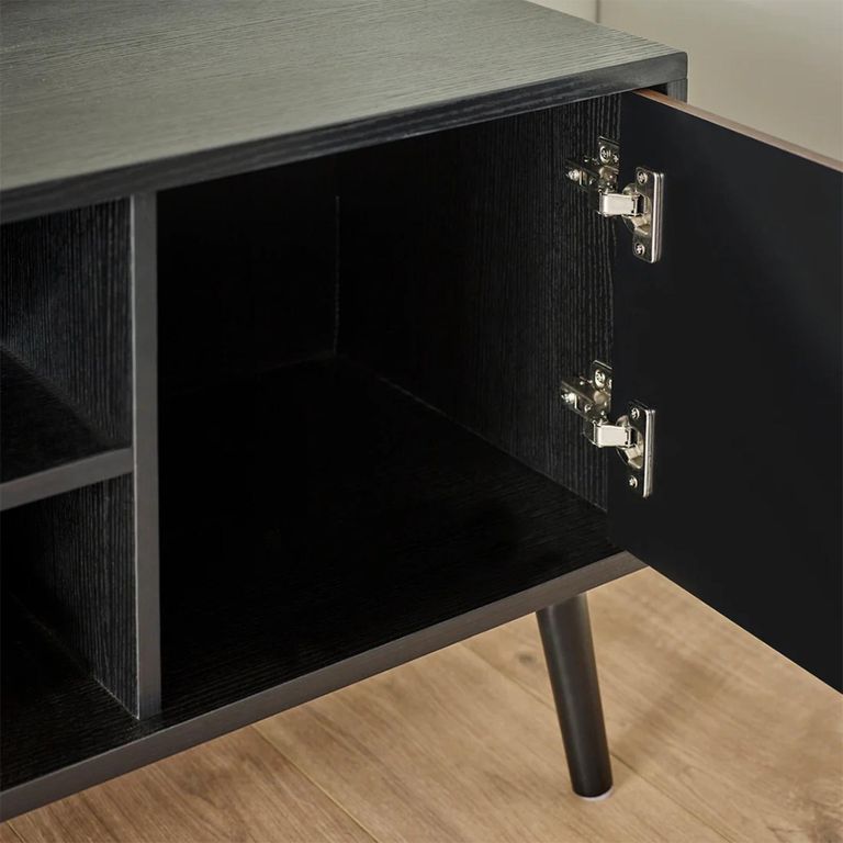 Trent TV Unit - 2 Door - 130cm - Walnut and Black - Oak Effect
