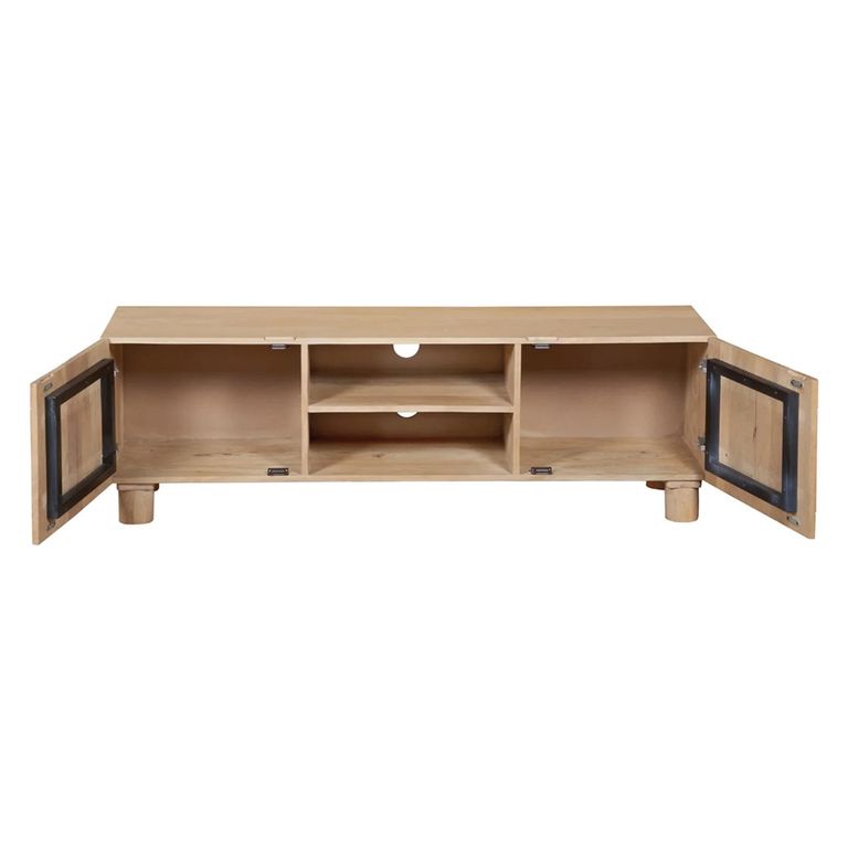 Austin TV Cabinet - 2 Door - 145cm - Medium - Fluted - Natural - Mango Wood