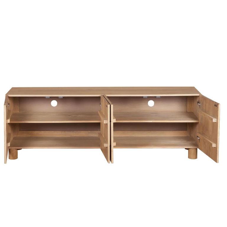 Austin TV Cabinet - 4 Door - 170cm - Large - Fluted - Natural - Mango Wood
