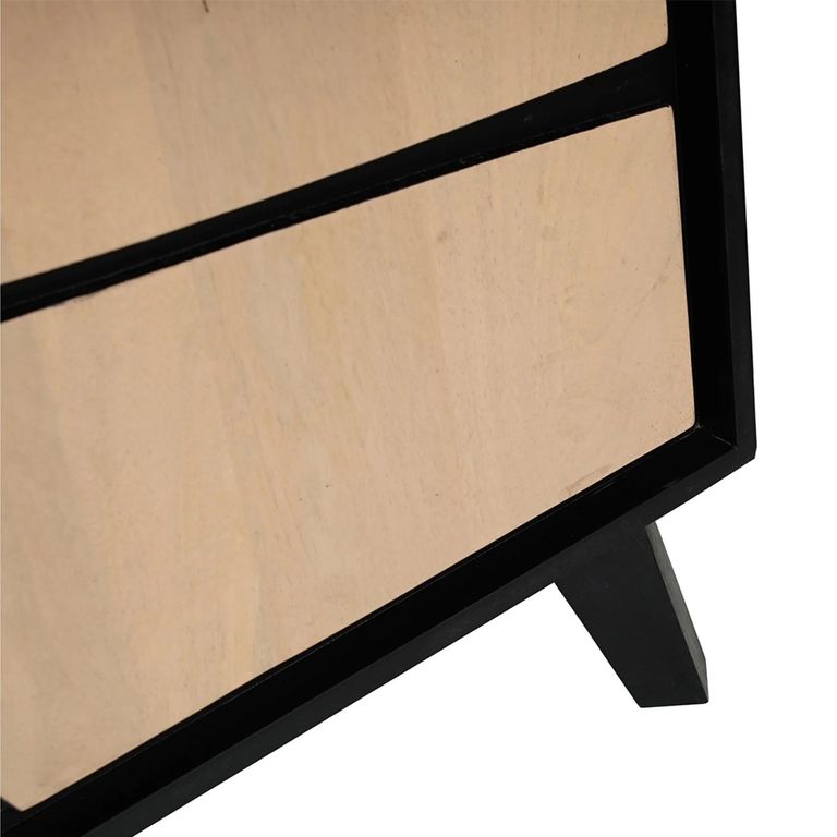 Boho TV Cabinet - 4 Door - 170cm - Large - Geometric Design - Natural and Black - Mango Wood