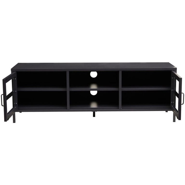 Acier Metal TV Unit - 2 Door - Black - 150cm