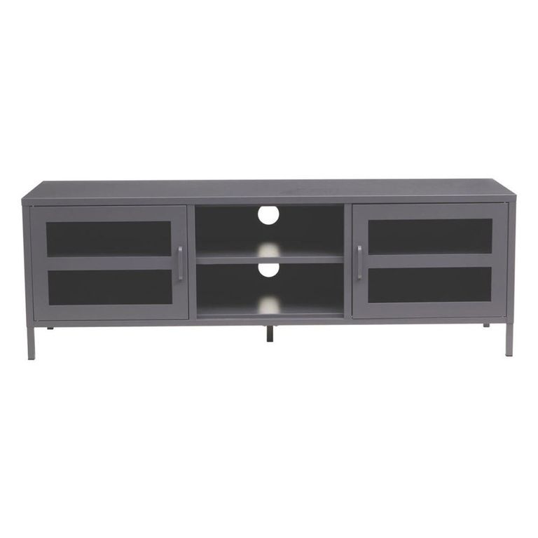 Acier Metal TV Unit - 2 Door - Grey - 150cm