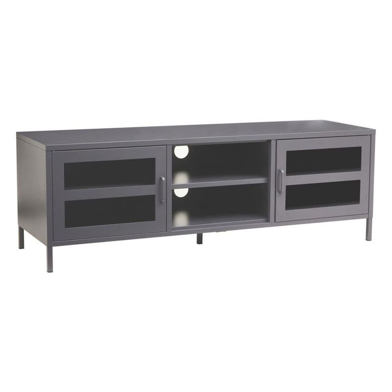 Acier Metal TV Unit - 2 Door - Grey - 150cm