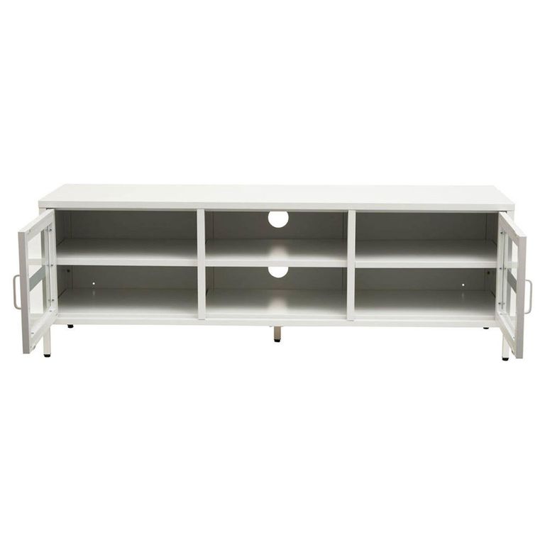 Acier Metal TV Unit - 2 Door - White - 150cm