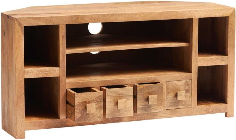 Ajmer Light Mango Wood 110cm Corner TV Unit
