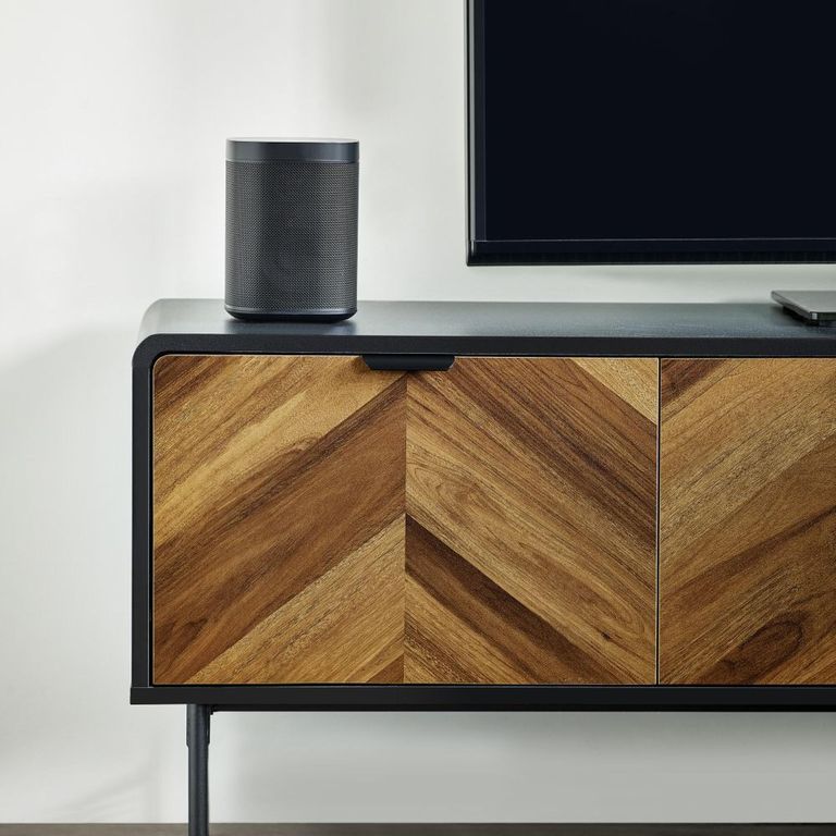 Alvin Chevron Wood Effect TV Unit - 2 Door