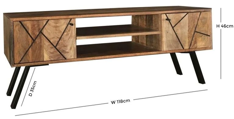 Amar Mango Wood 118cm TV Unit with Geometric Pattern