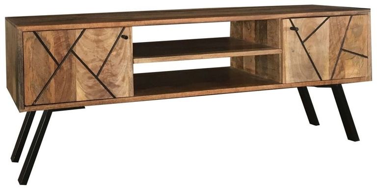 Amar Mango Wood 118cm TV Unit with Geometric Pattern