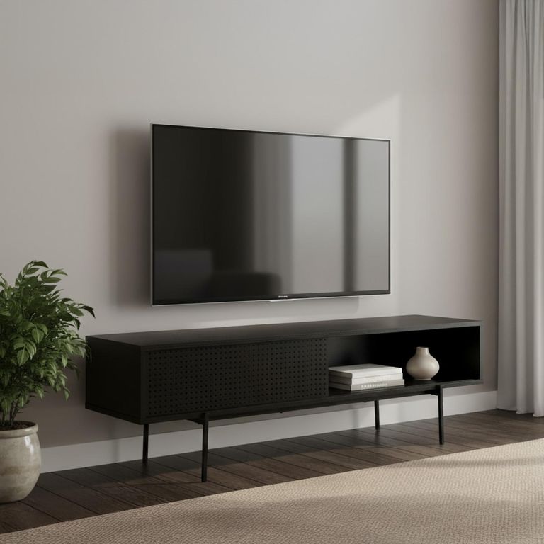 Angus TV Unit - 1 Door - Black Melamine
