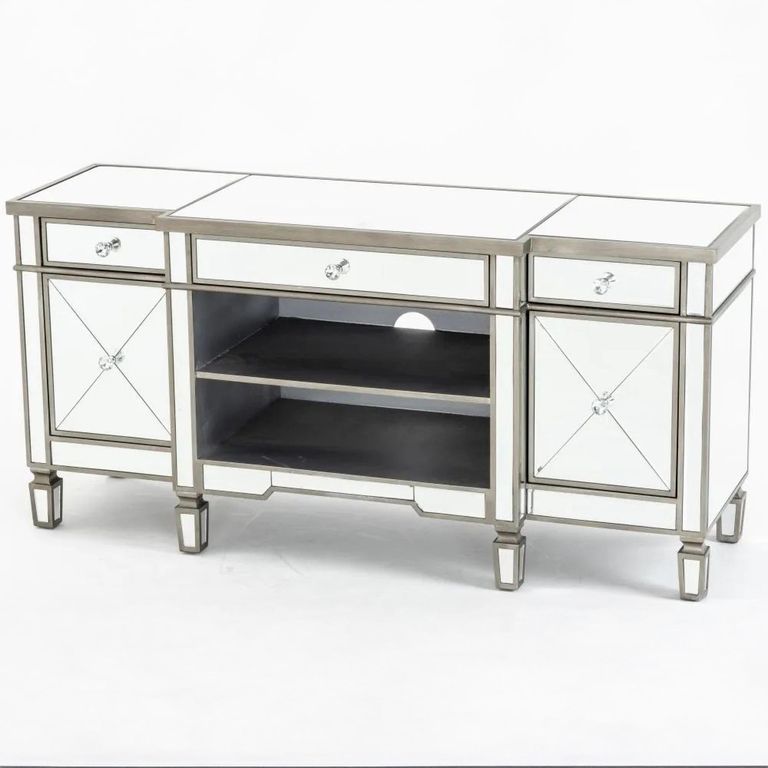 Antoinette Mirrored Champagne Trim TV Unit