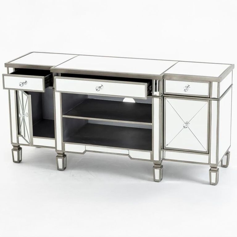 Antoinette Mirrored Champagne Trim TV Unit