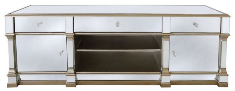Apollo Large Storage TV Unit - Champagne Gold Mirrored