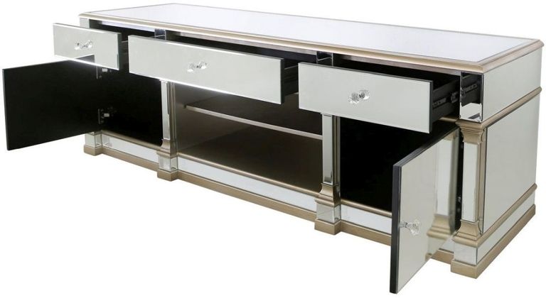 Apollo Large Storage TV Unit - Champagne Gold Mirrored