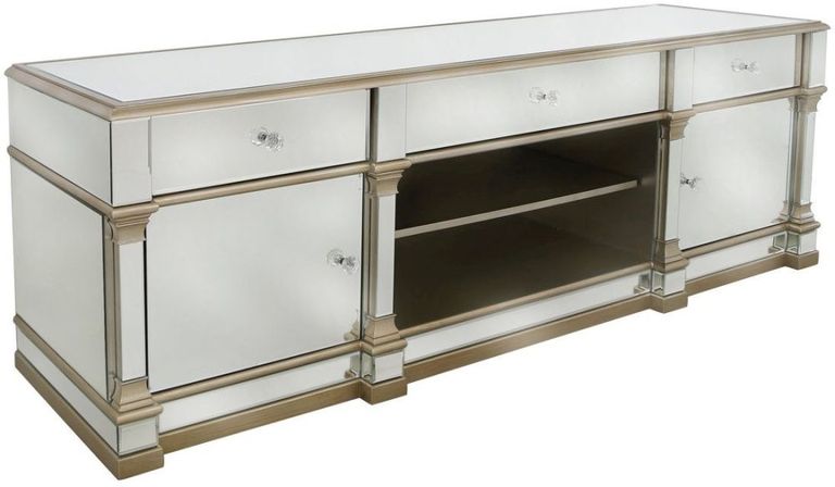 Apollo Large Storage TV Unit - Champagne Gold Mirrored