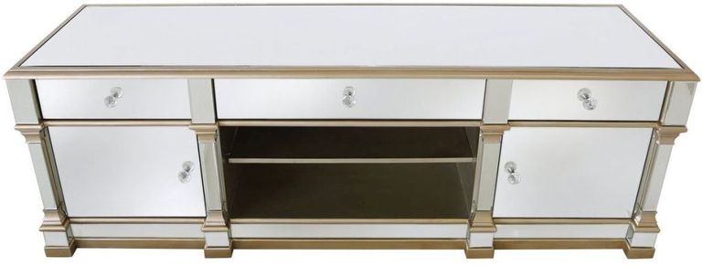 Apollo Large Storage TV Unit - Champagne Gold Mirrored