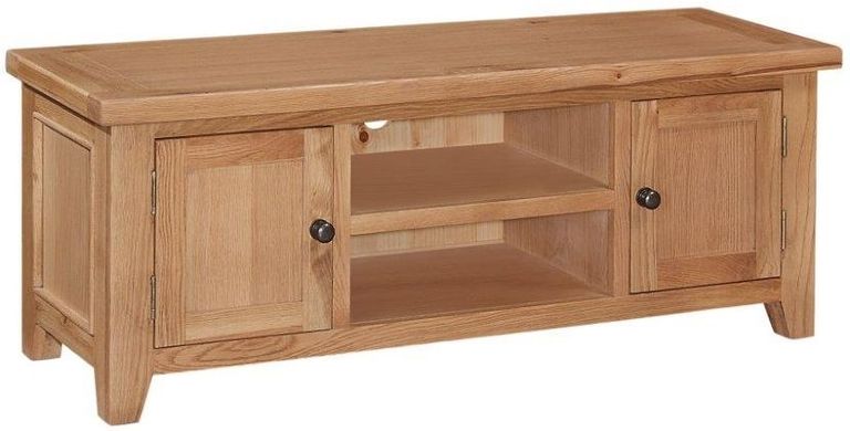 Appleby Oak Large TV Unit, 134cm with Storage for Television Upto 50in Plasma