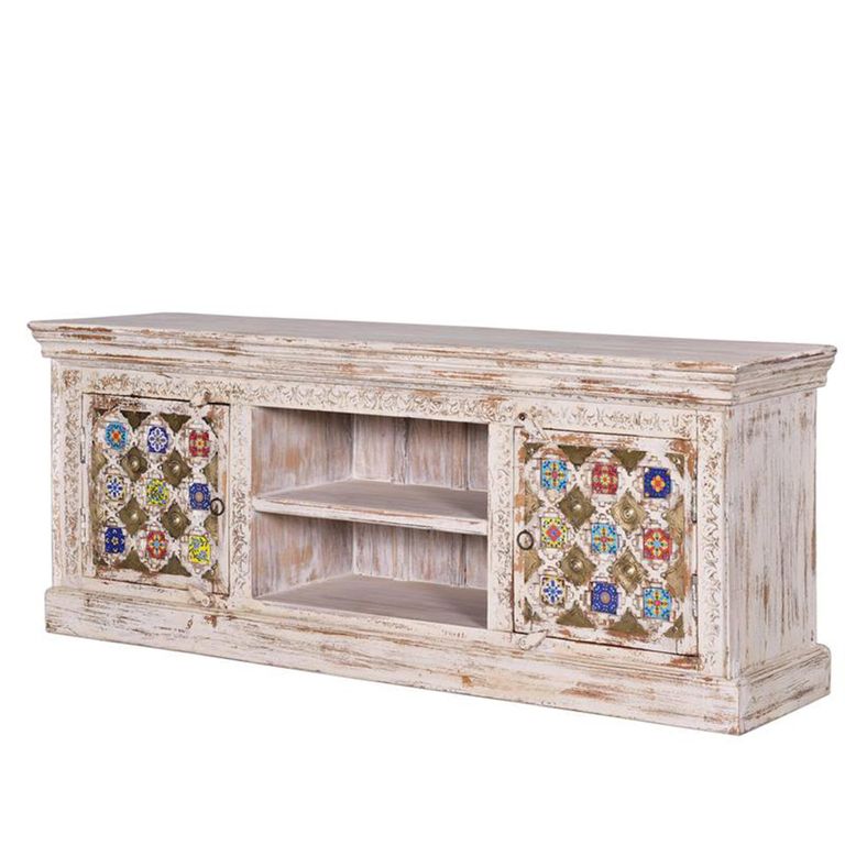 Awendaw TV Unit - 2 Door - Mango Wood - White Washed
