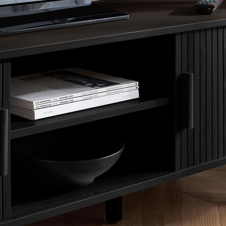 Axel Curved TV Unit - 140cm - Black Fluted