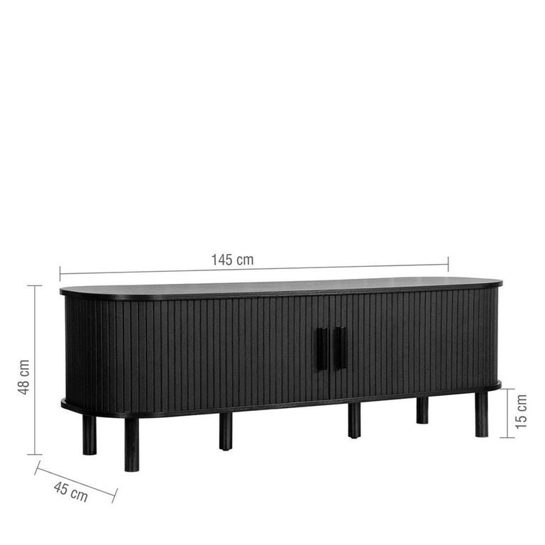 Axel Curved TV Unit - 140cm - Black Fluted