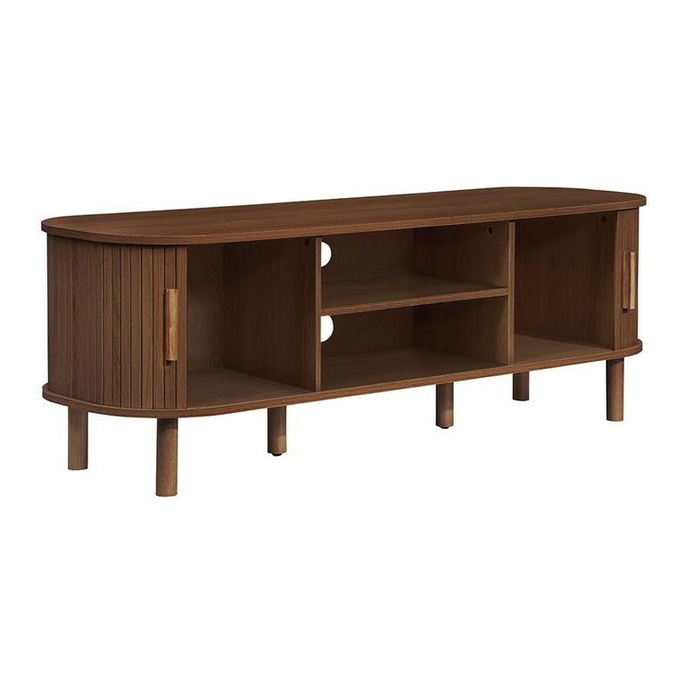 Axel Curved TV Unit - 140cm - Walnut Fluted