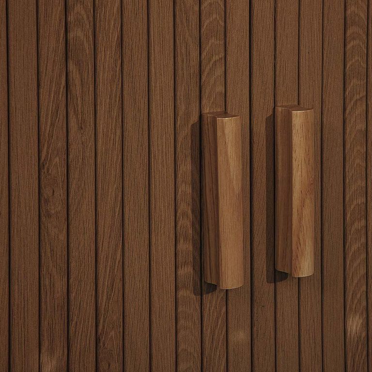 Axel Curved TV Unit - 140cm - Walnut Fluted