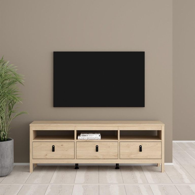 Barcelona Jackson Hickory Oak 3 Drawer TV Unit