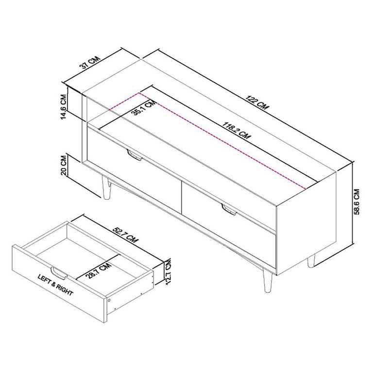 Dansk Scandi Oak TV Unit - 2 Drawer