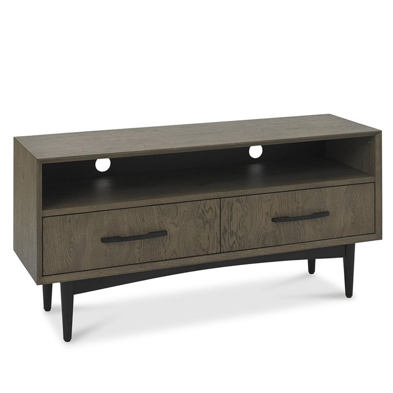 Vintage Weathered Oak & Peppercorn TV Unit - 2 Drawer