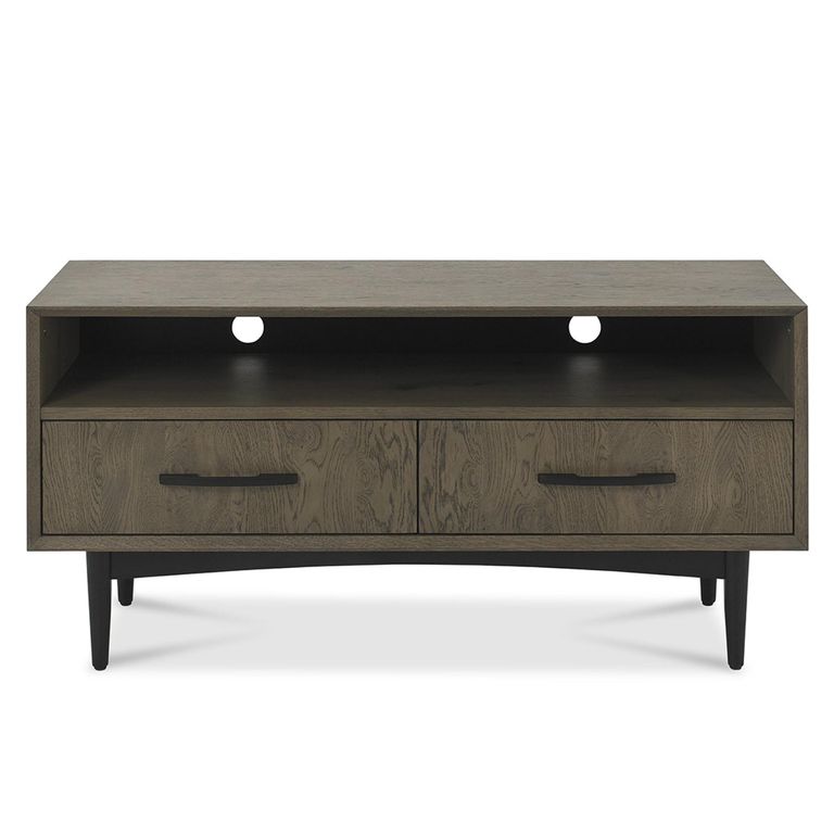 Vintage Weathered Oak & Peppercorn TV Unit - 2 Drawer