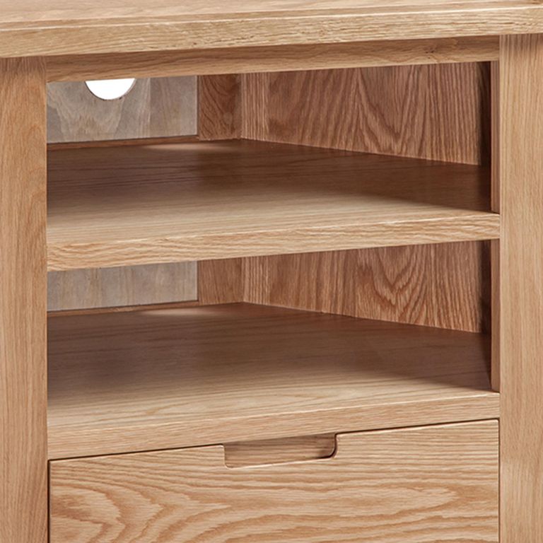 Moderna Corner TV Unit - 1 Drawer - Oak