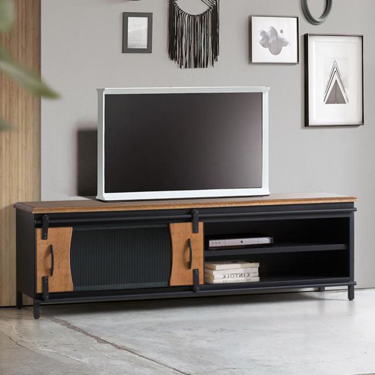Brescia TV Unit - 1 Door - Mango Wood - Industrial Style