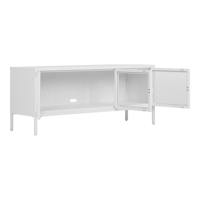 Brisbane TV Unit - 3 Door - White Metal
