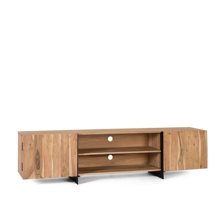 Cacavia Storage Large TV Unit - 2 Door - Natural Acacia Wood